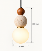 Modern Cream Stone & Wood Pendant Light