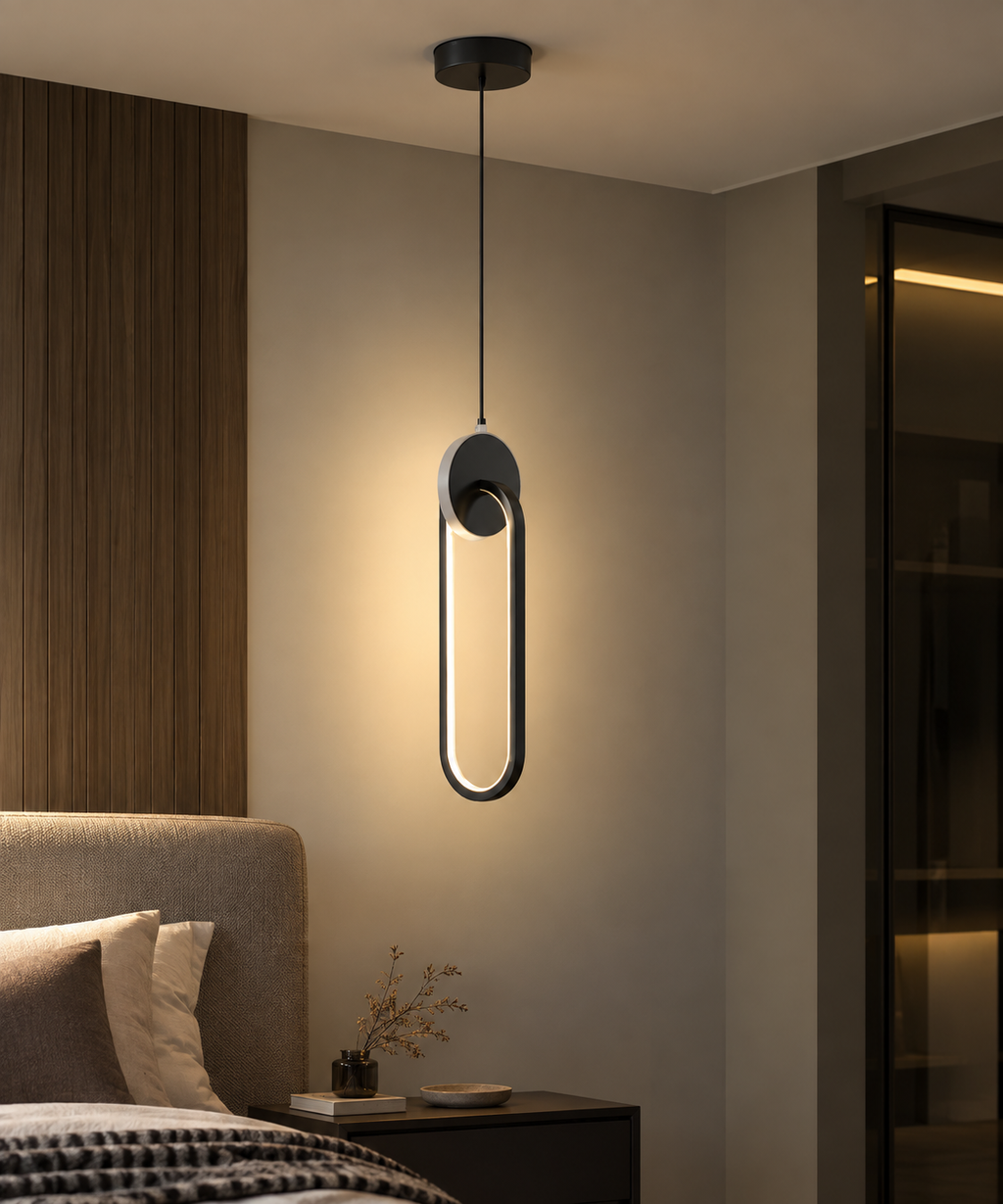 Modern LED Pendant Light – Matte Black & Brushed Gold
