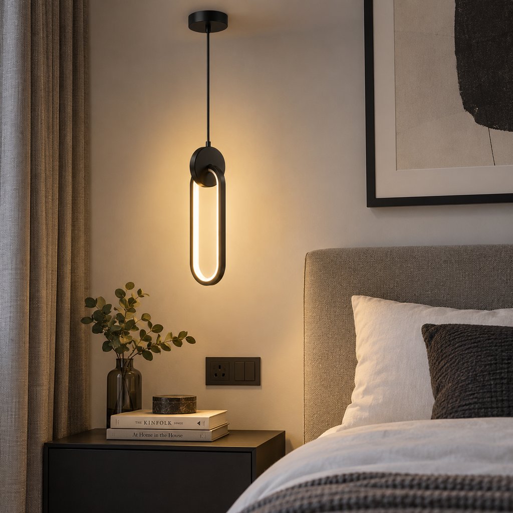 Modern LED Pendant Light – Matte Black & Brushed Gold