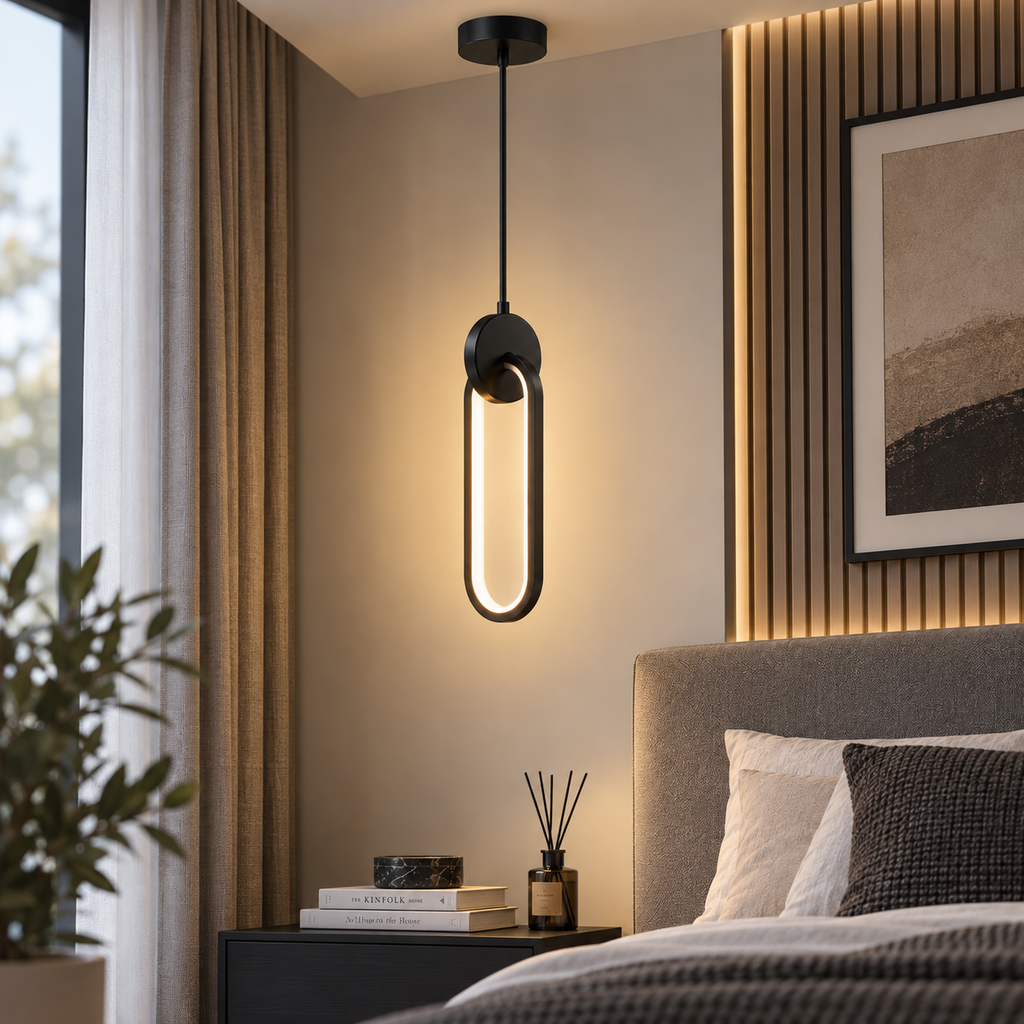 Modern LED Pendant Light – Matte Black & Brushed Gold