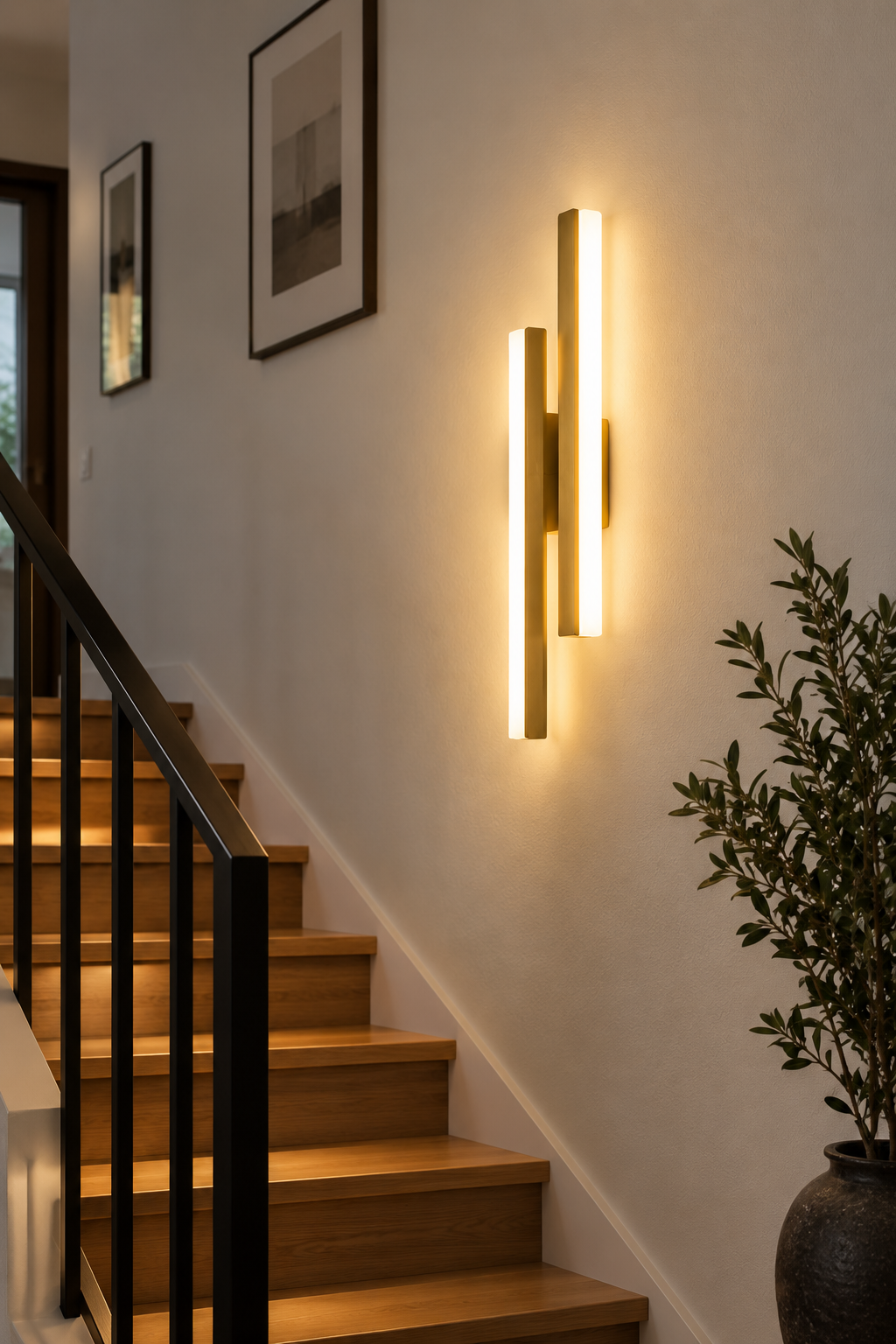 Modern LED Wall Light – Black & Gold Acrylic Sconce