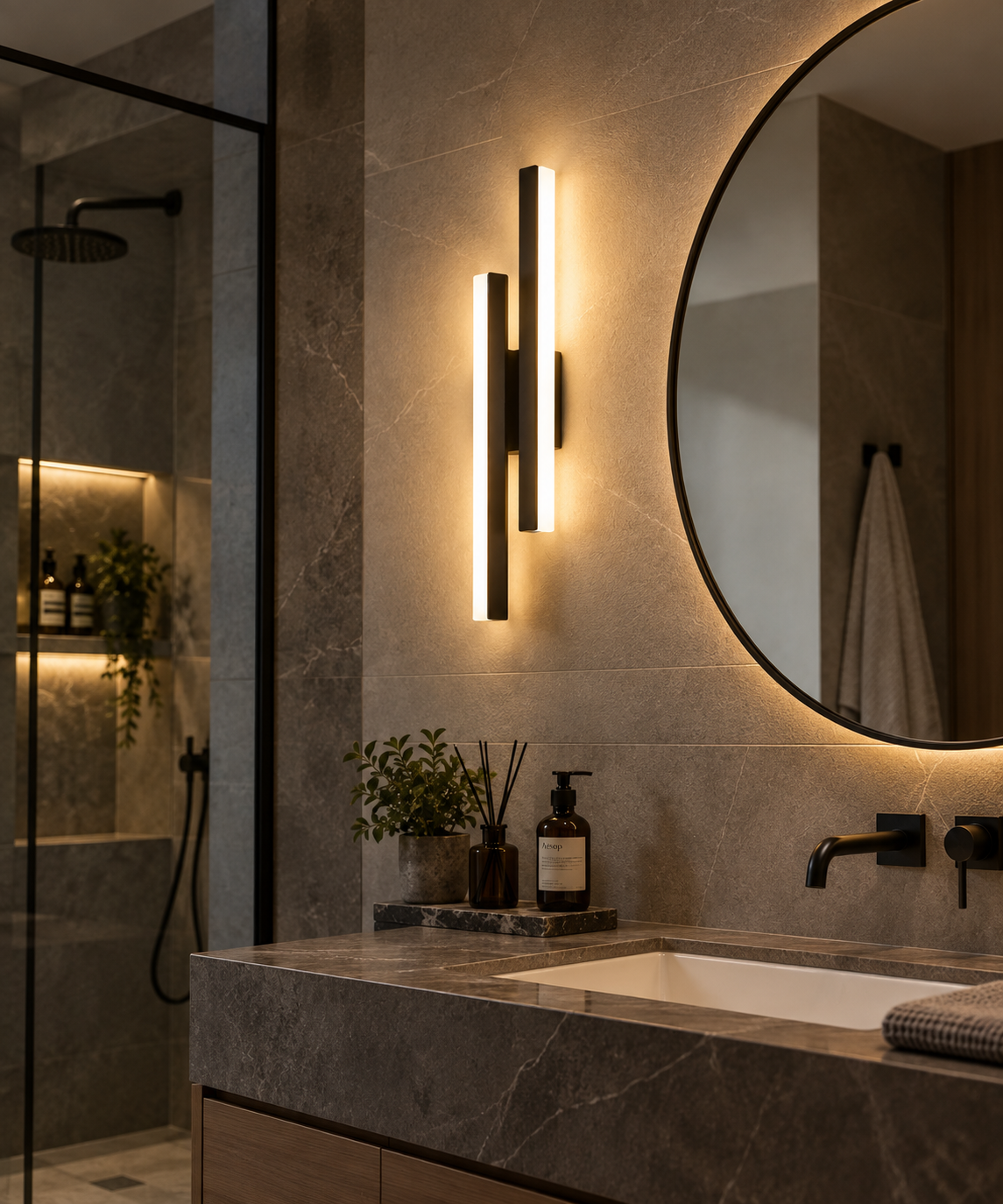Modern LED Wall Light – Black & Gold Acrylic Sconce