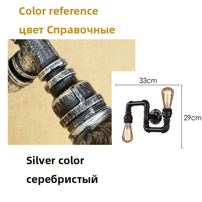American Lamps Retro Loft Water Pipe Lights Bar Cafe Restaurant Pub Club Hall Aisle Industry Wind Stair Creative Wall Sconce Bra