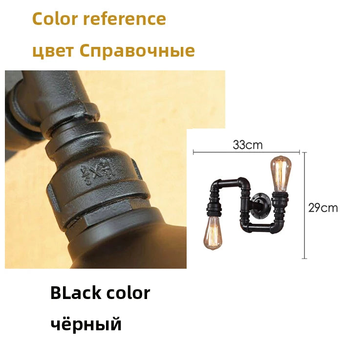 American Lamps Retro Loft Water Pipe Lights Bar Cafe Restaurant Pub Club Hall Aisle Industry Wind Stair Creative Wall Sconce Bra