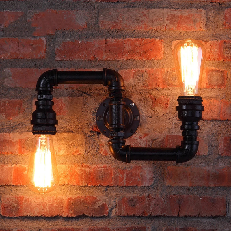 American Lamps Retro Loft Water Pipe Lights Bar Cafe Restaurant Pub Club Hall Aisle Industry Wind Stair Creative Wall Sconce Bra