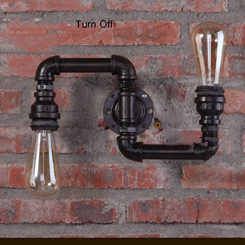 American Lamps Retro Loft Water Pipe Lights Bar Cafe Restaurant Pub Club Hall Aisle Industry Wind Stair Creative Wall Sconce Bra