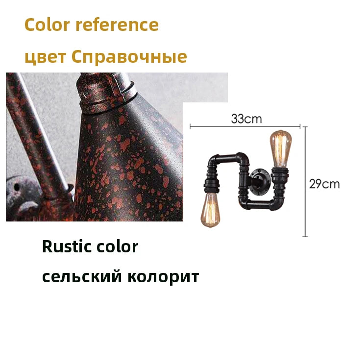 American Lamps Retro Loft Water Pipe Lights Bar Cafe Restaurant Pub Club Hall Aisle Industry Wind Stair Creative Wall Sconce Bra