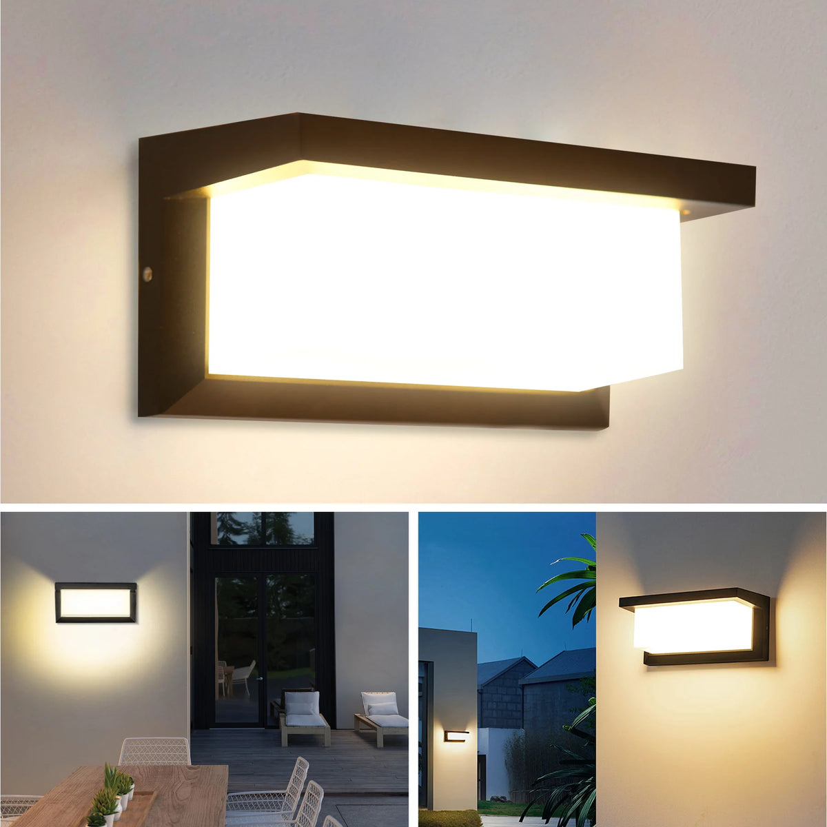 LED Vintage Rectangle Wall Lamp Indoor Outdoor Decorative Lighting for Porch Living Room Bedroom Court Balcony Home Decor