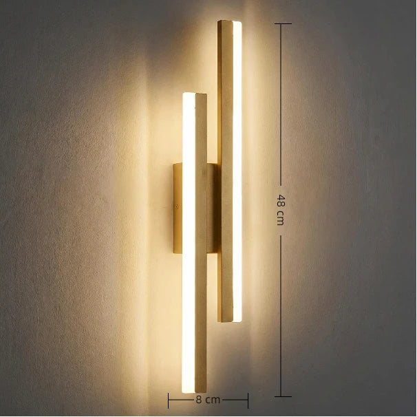 Modern LED Wall Light – Black & Gold Acrylic Sconce