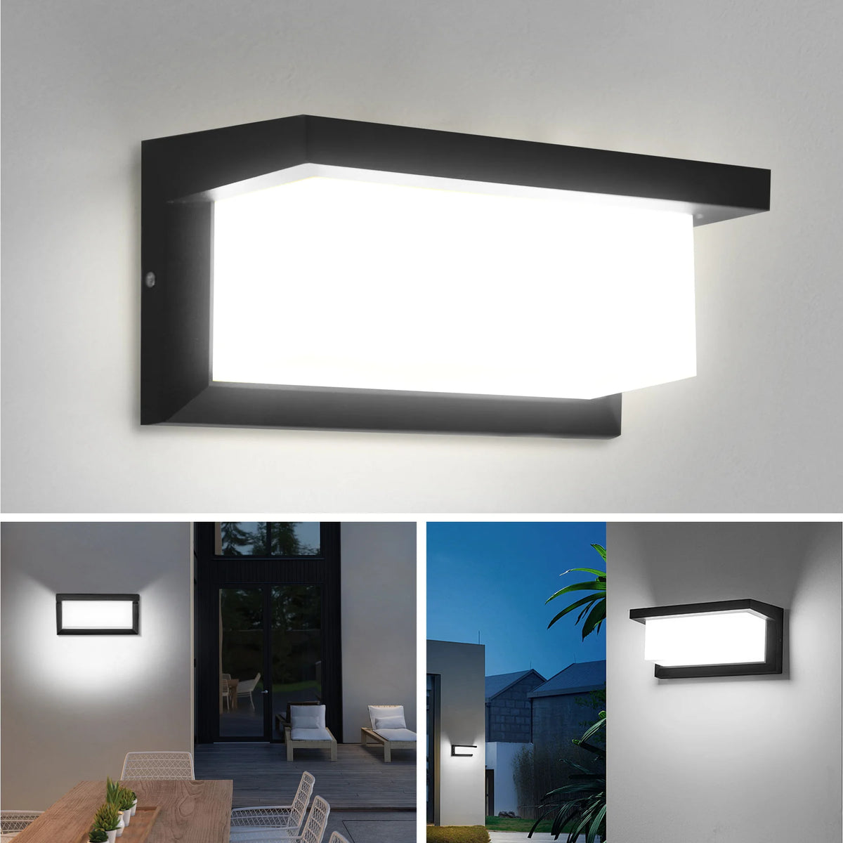 LED Vintage Rectangle Wall Lamp Indoor Outdoor Decorative Lighting for Porch Living Room Bedroom Court Balcony Home Decor