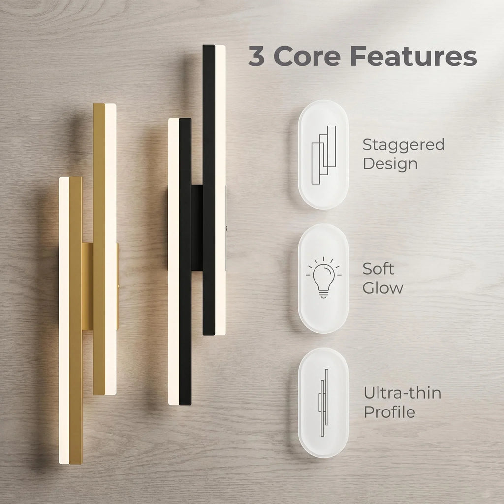 Modern LED Wall Light – Black & Gold Acrylic Sconce