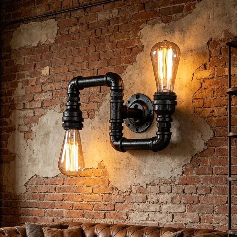 American Lamps Retro Loft Water Pipe Lights Bar Cafe Restaurant Pub Club Hall Aisle Industry Wind Stair Creative Wall Sconce Bra